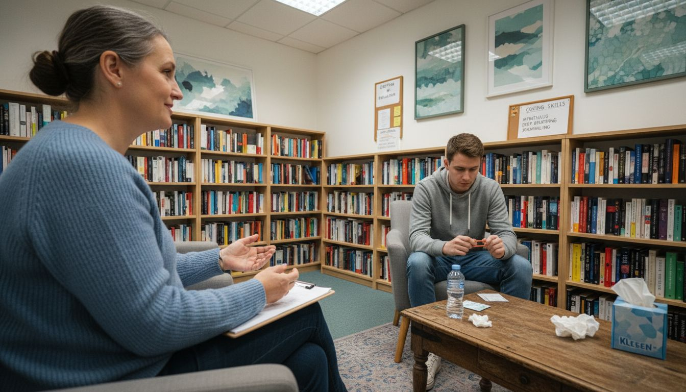 Therapist and client discuss trauma response