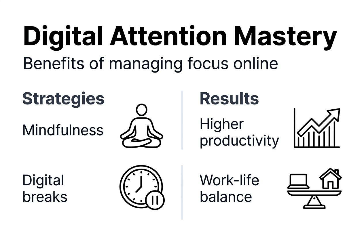 Infographic showing digital attention strategies and benefits