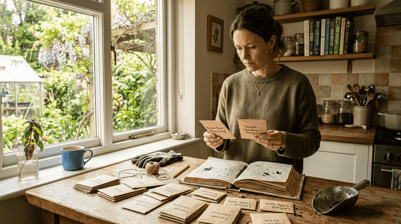 Woman choosing seeds for new beginnings