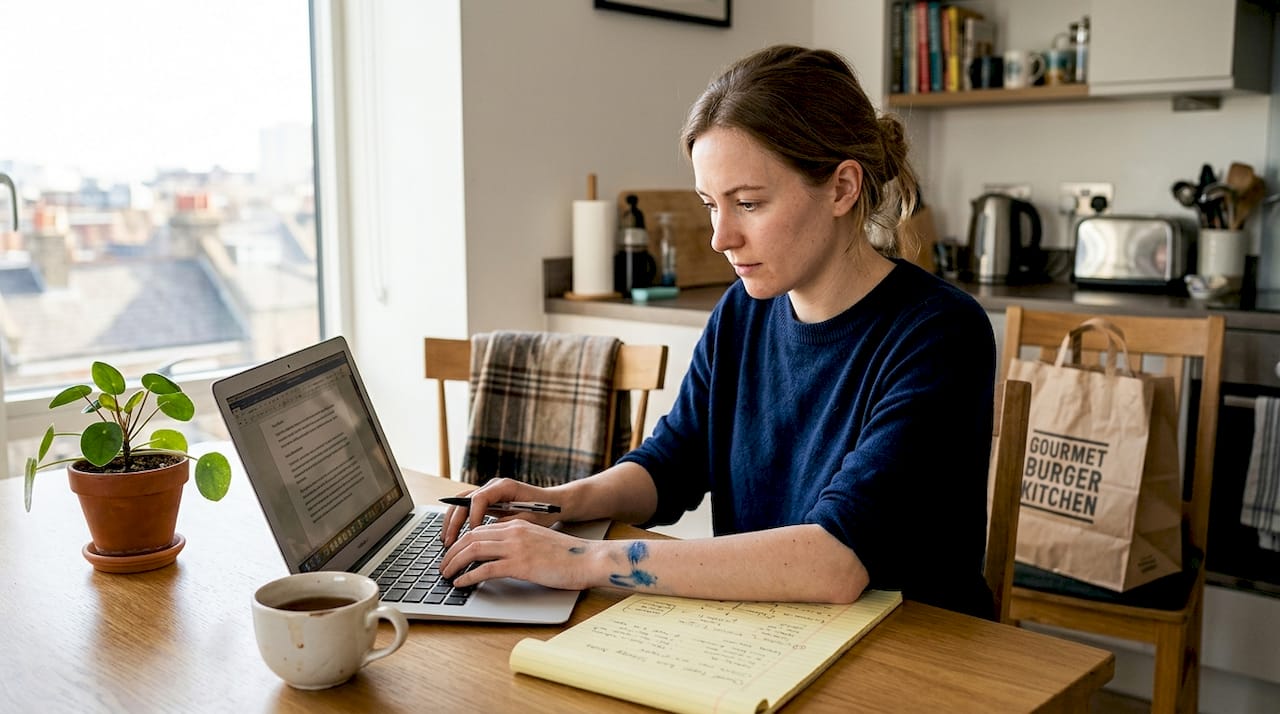 Woman balancing comfort and challenge while working