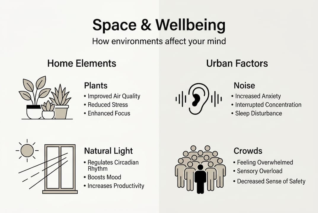 Infographic about space design and mental wellbeing