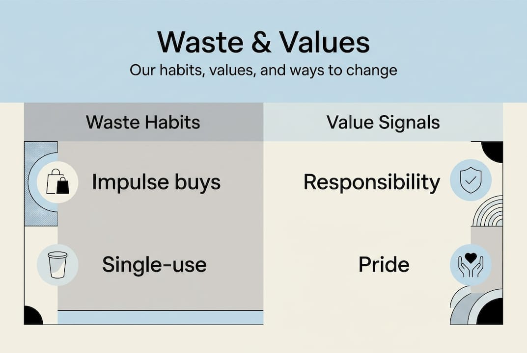 Infographic connecting waste habits and values