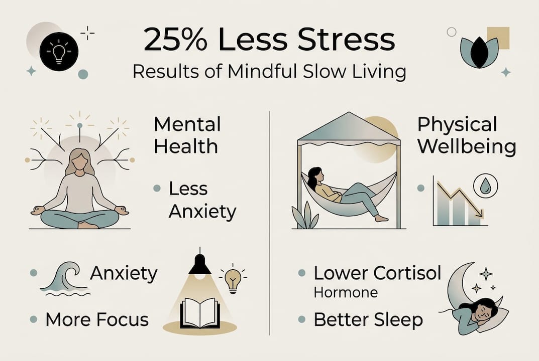 Infographic showing benefits of slow living