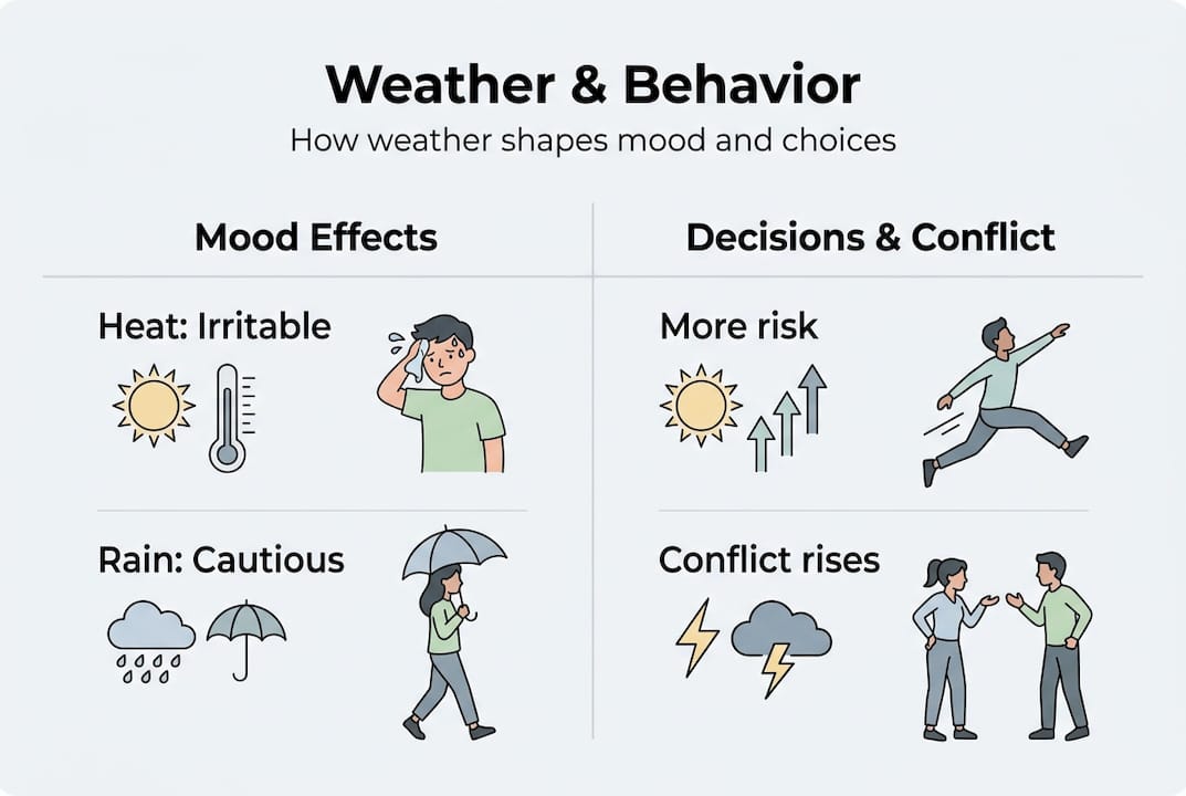 Infographic on weather, mood, and decisions