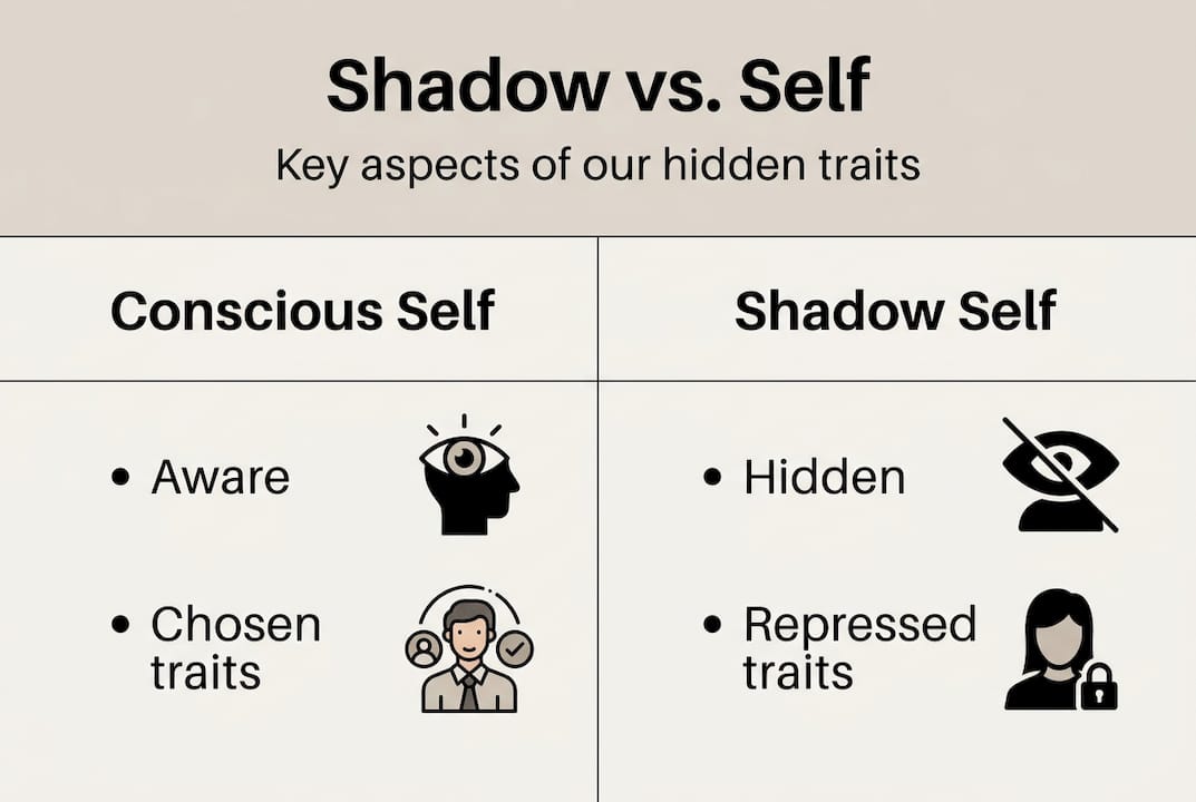 Infographic comparing conscious and shadow self