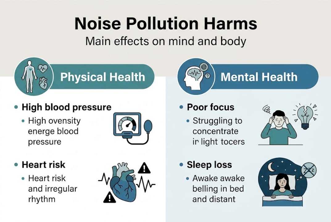 Infographic summarizing noise pollution’s health impacts