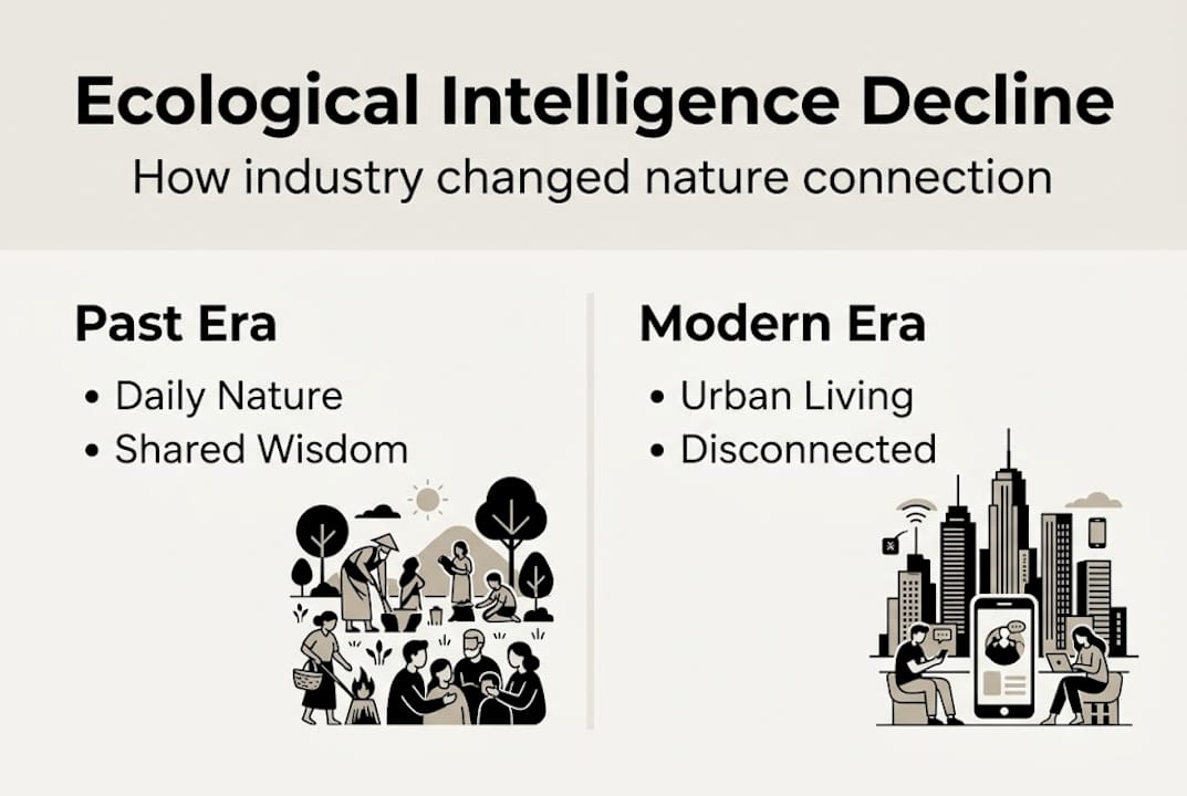 Infographic of nature connection before and after industry