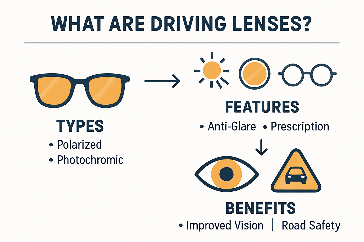 Infographic explaining what driving lenses are and their benefits