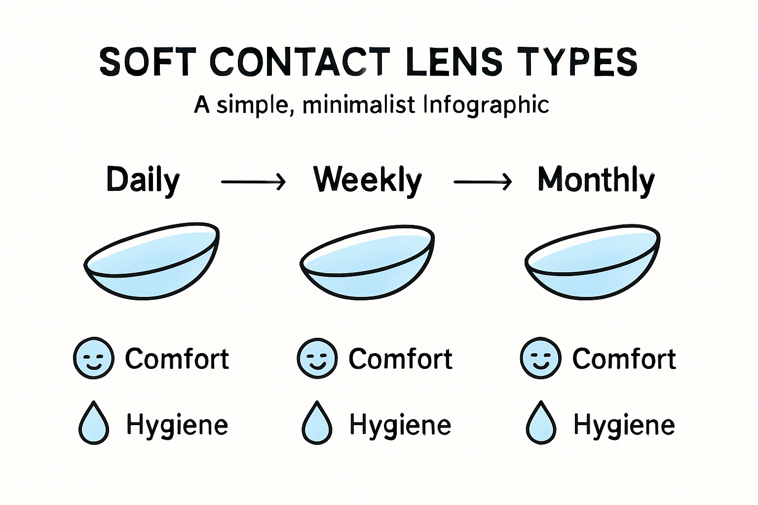 Comparison of soft contact lens types and wear schedules.