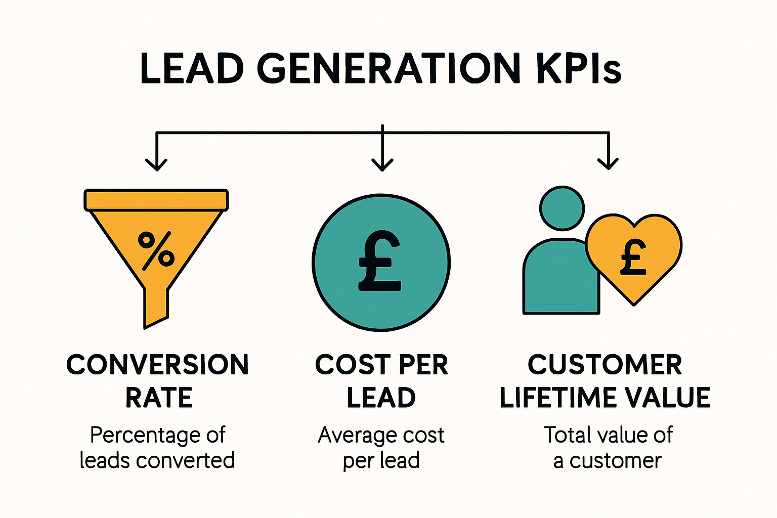 Infographic showing key lead generation performance metrics.