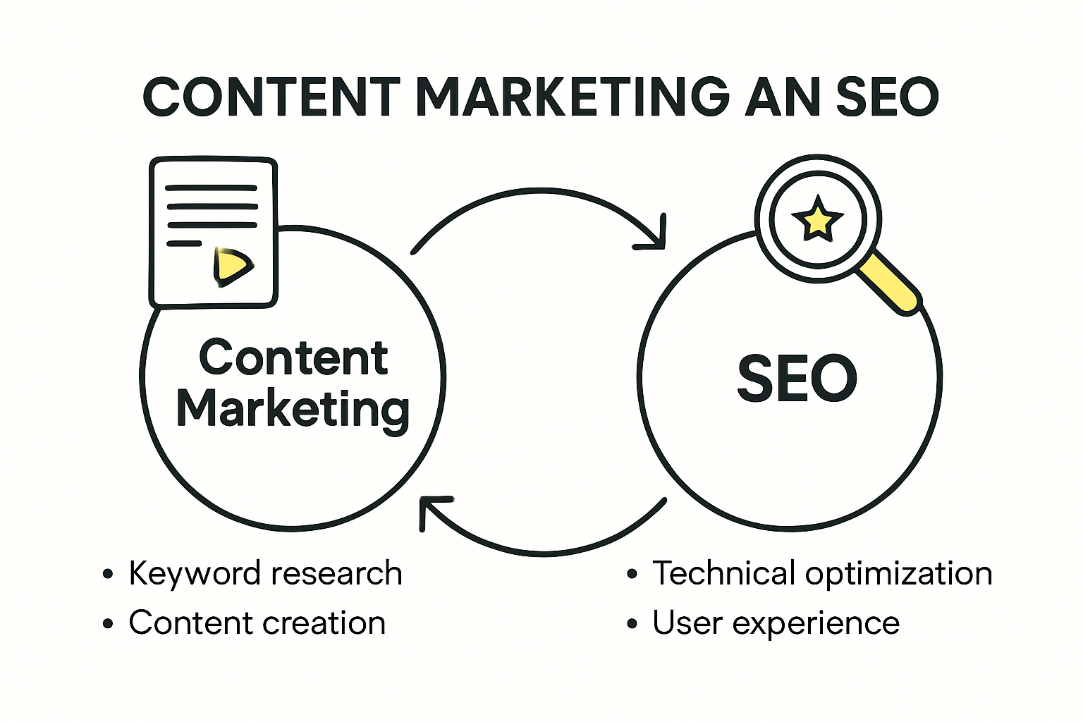 Synergistic relationship of content marketing and SEO infographic
