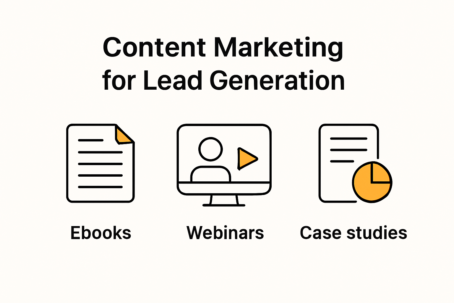 Different content types for online lead generation infographic.