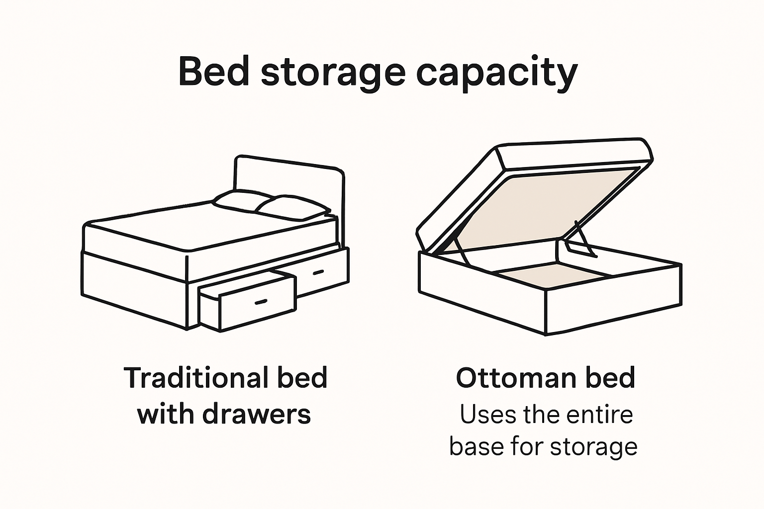 Comparison of ottoman and traditional bed storage infographic