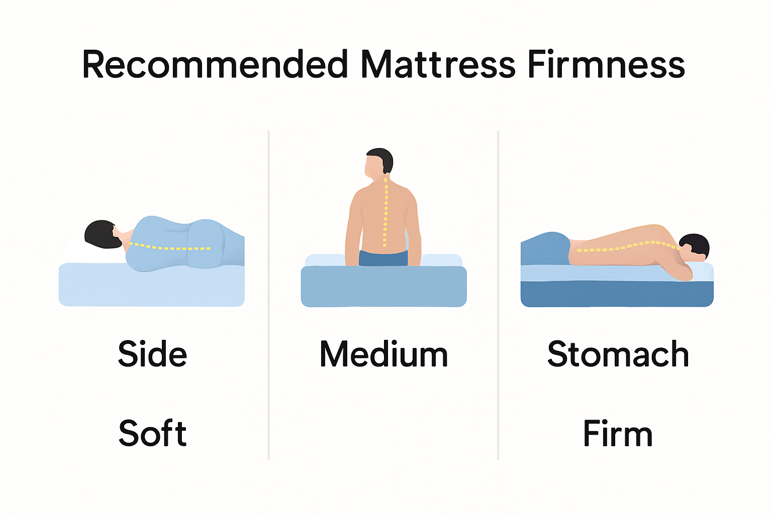 Mattress firmness guide for different sleep positions infographic