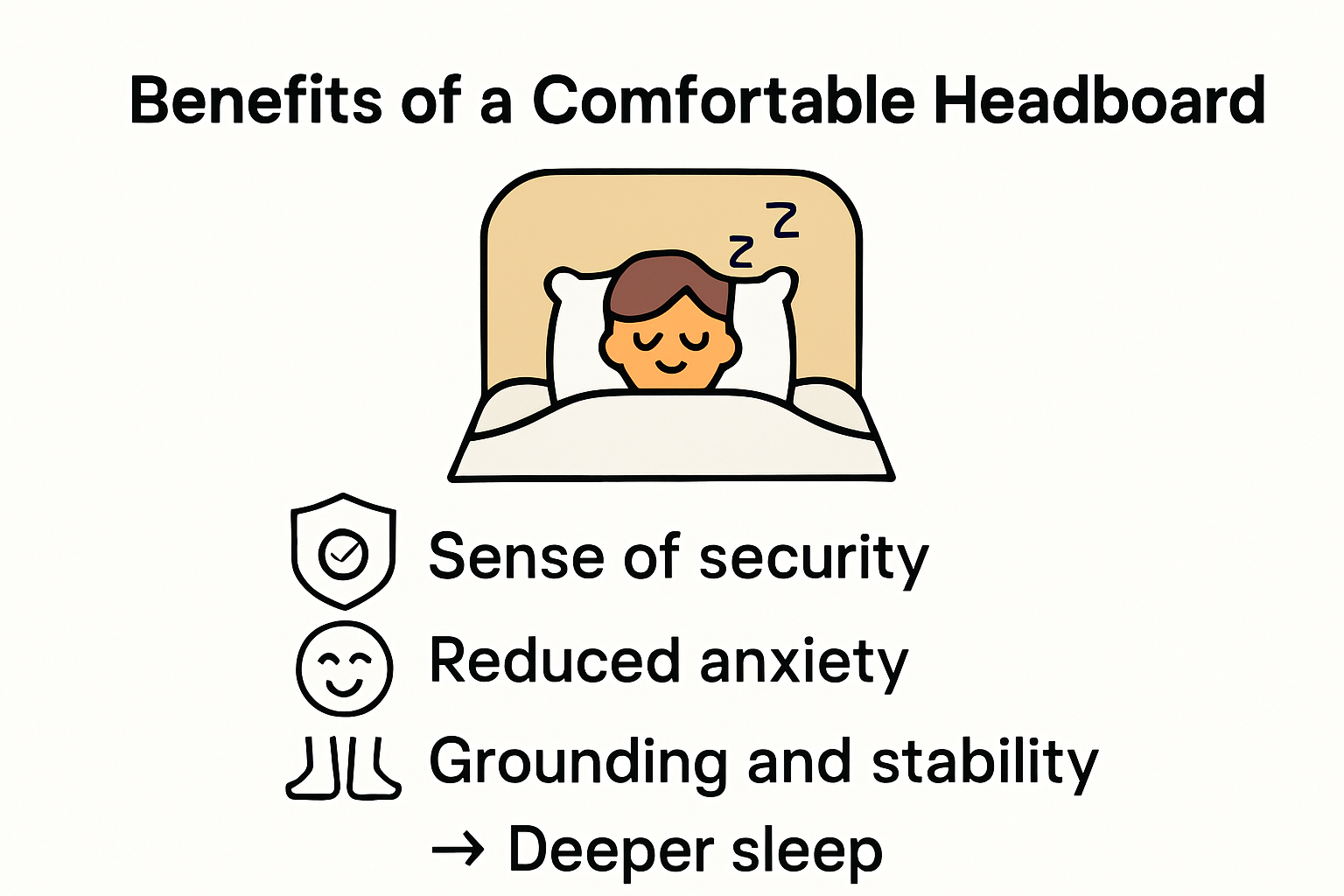 Infographic on psychological benefits of comfortable headboards.