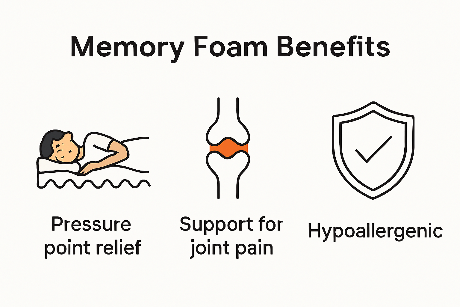 Benefits of memory foam for different sleeping positions and health needs.