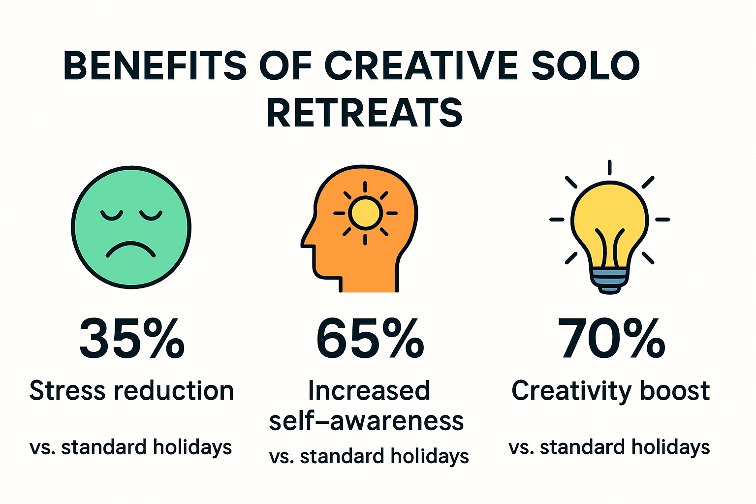 Infographic showing psychological benefits of creative solo retreats
