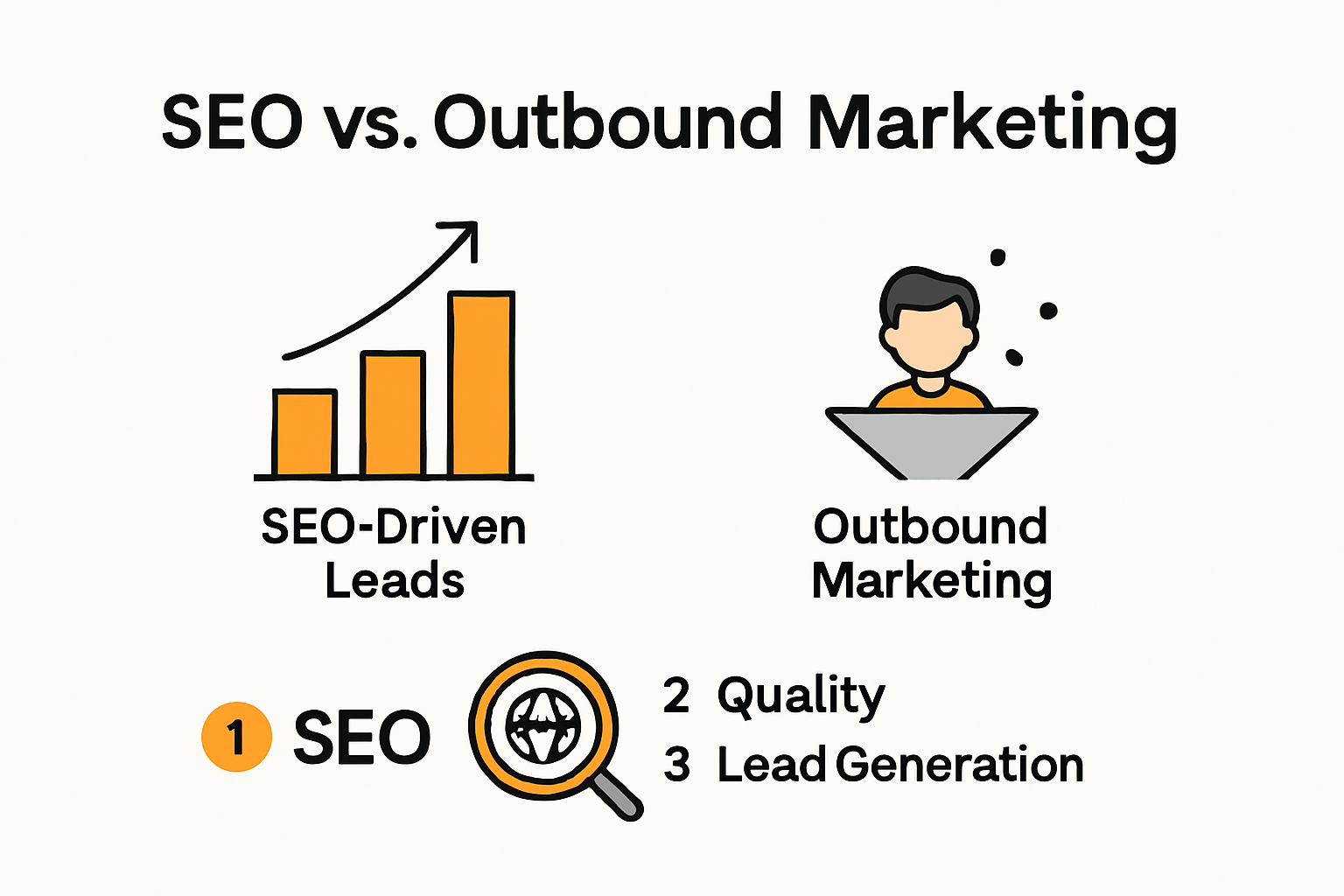 Infographic illustrating SEO vs outbound lead conversion rates