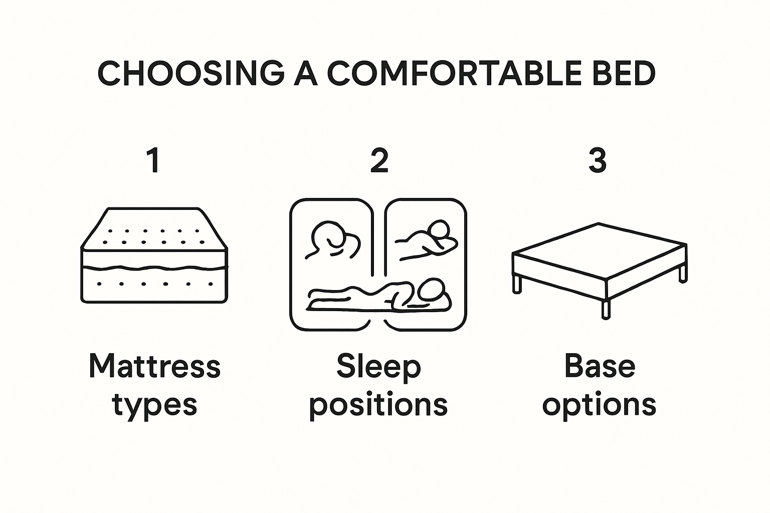 Infographic explaining mattress and base choices for comfort