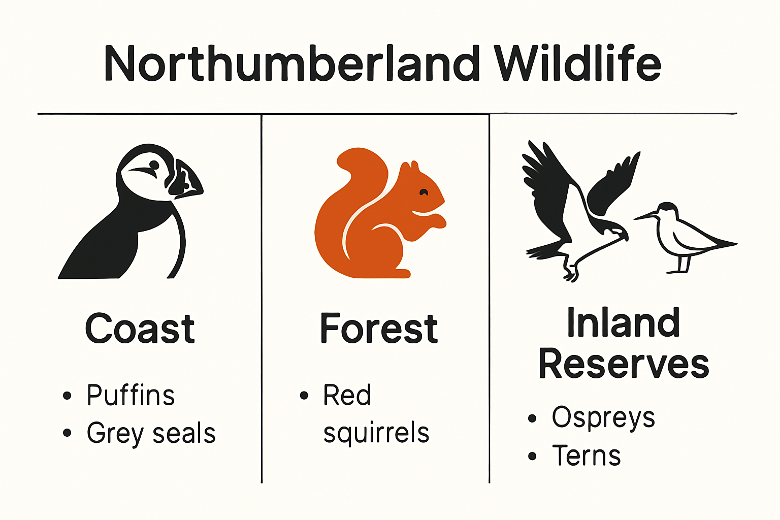 Northumberland habitats and local wildlife infographic