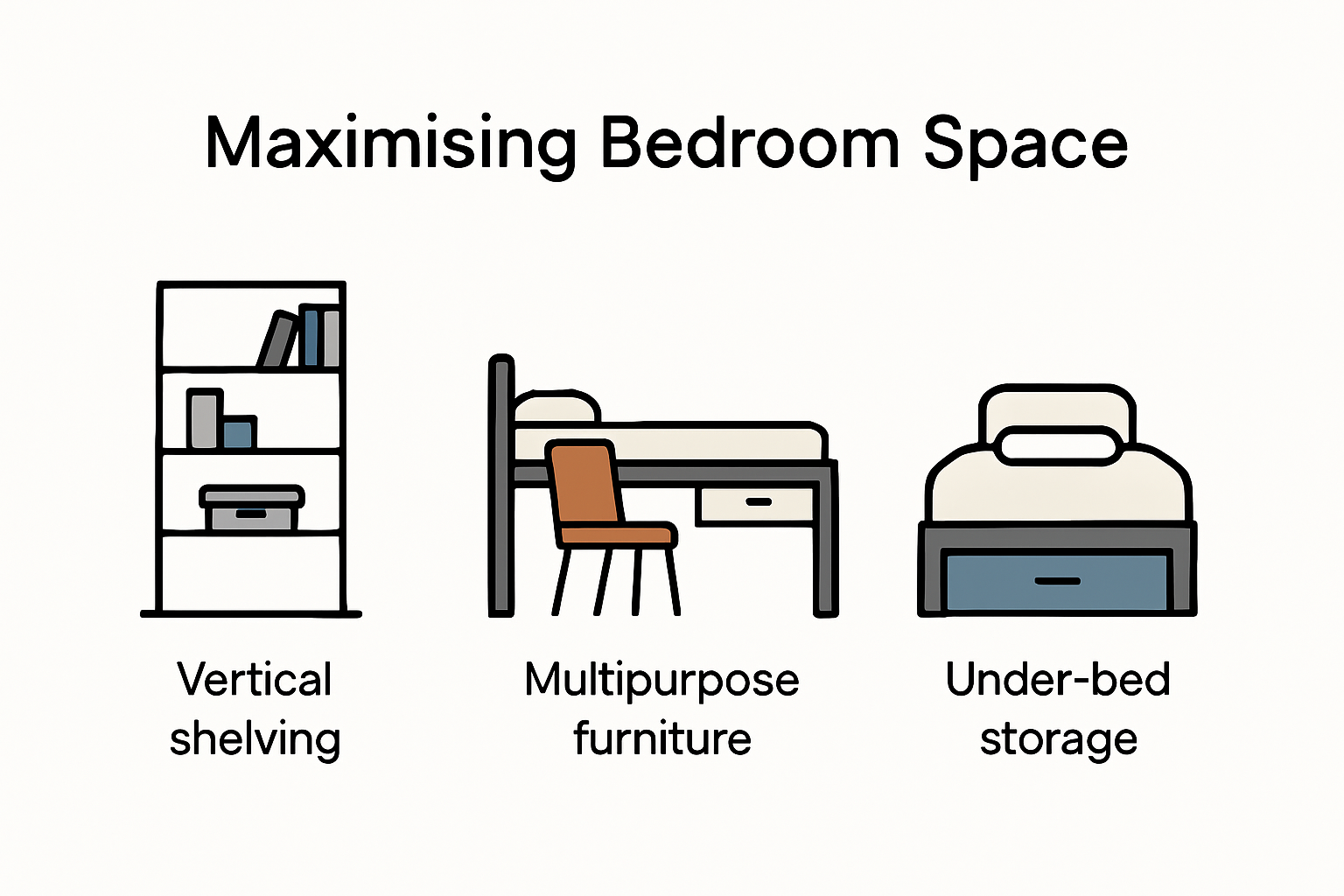 Infographic of bedroom space-saving storage ideas and solutions