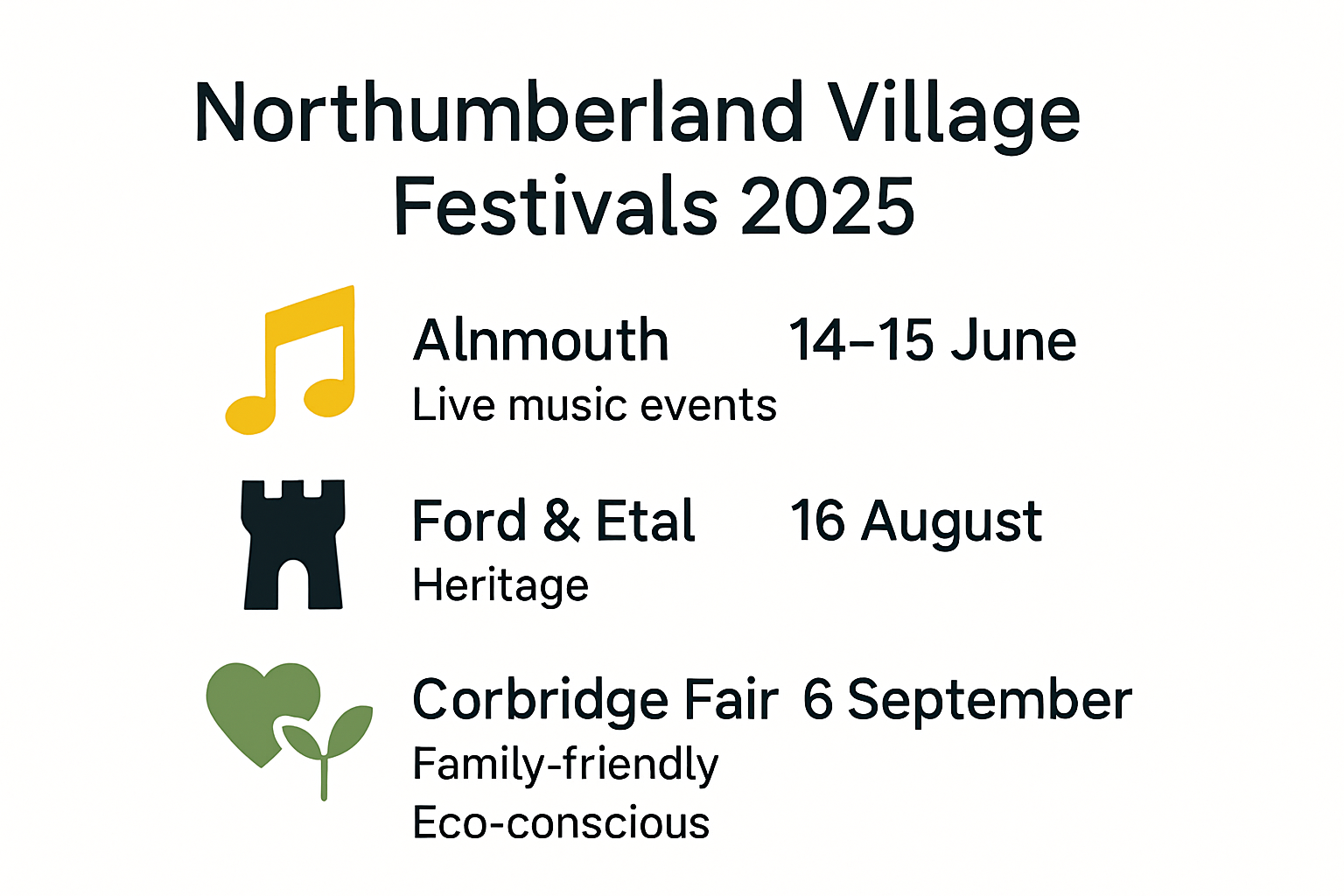 Infographic of Northumberland village festival highlights