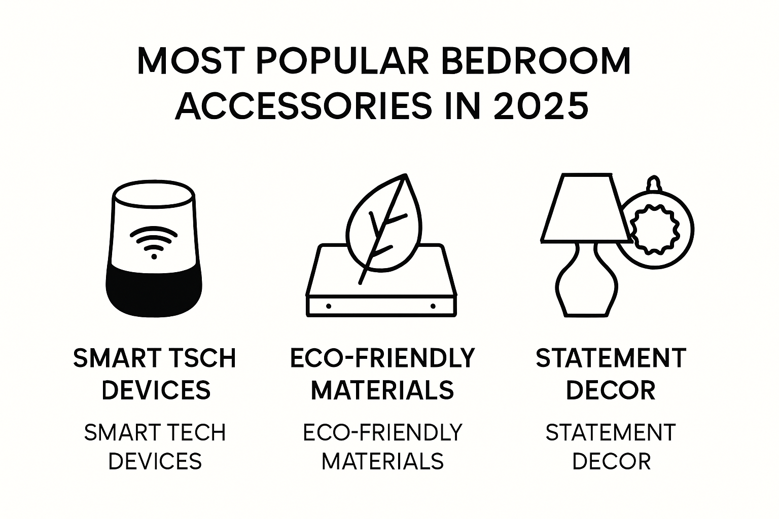 Infographic showing the best bedroom accessories for 2025