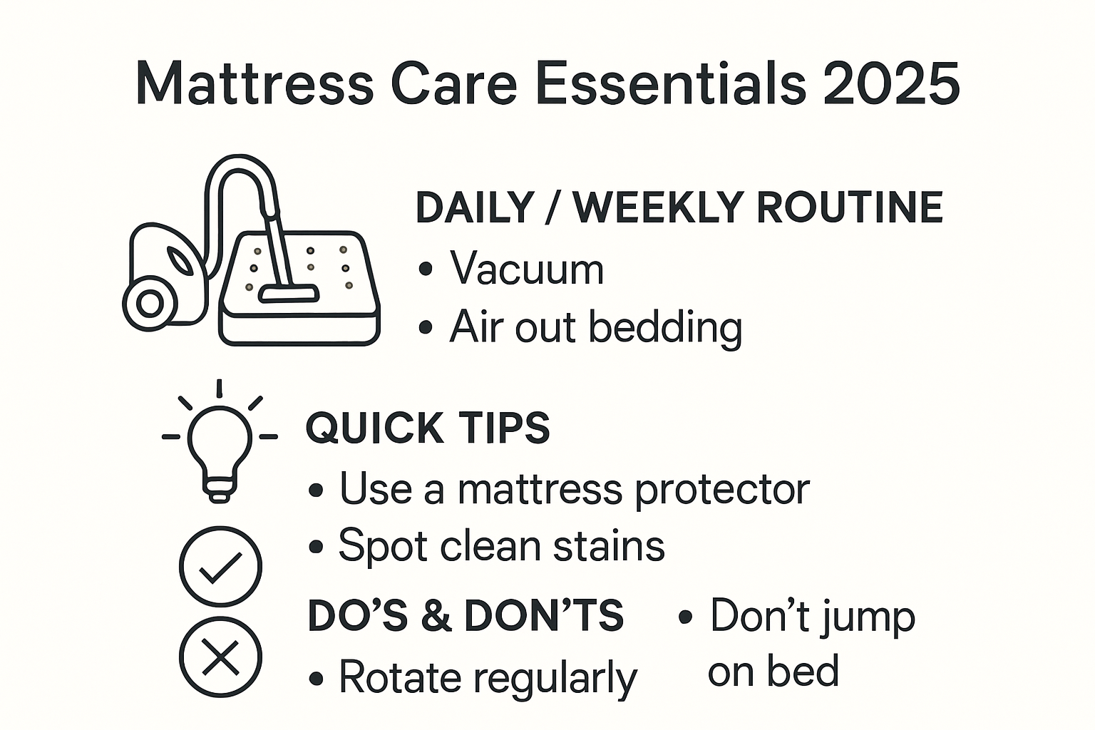 Infographic checklist: mattress care, cleaning tips, maintenance routines