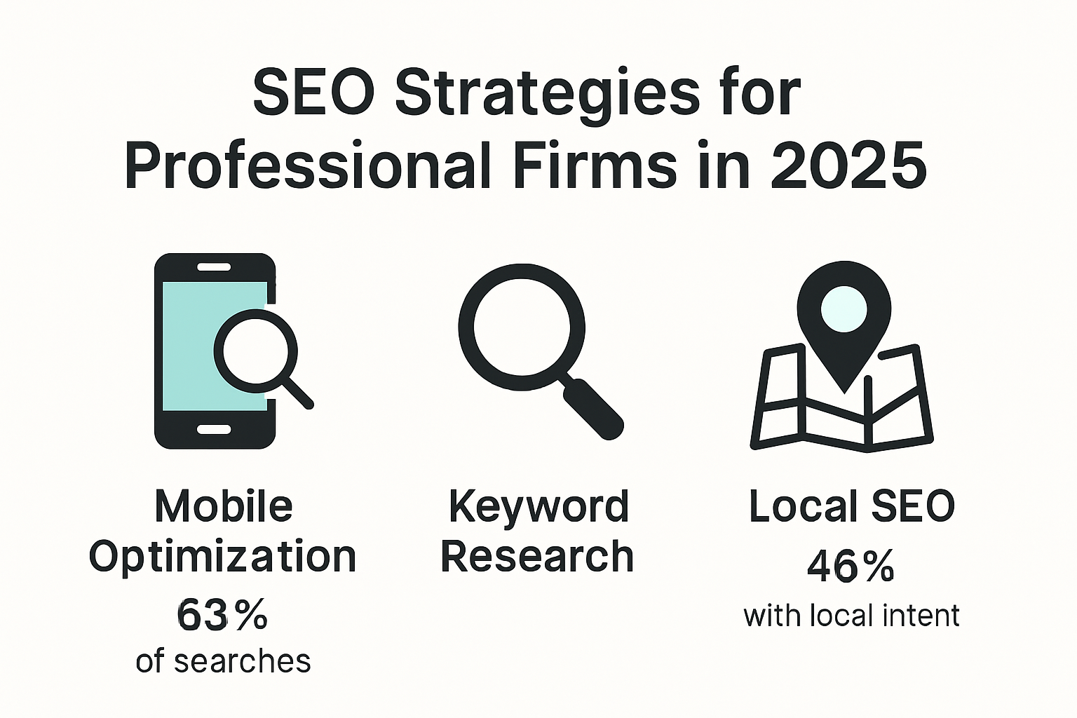 Infographic listing key SEO strategies for professional firms