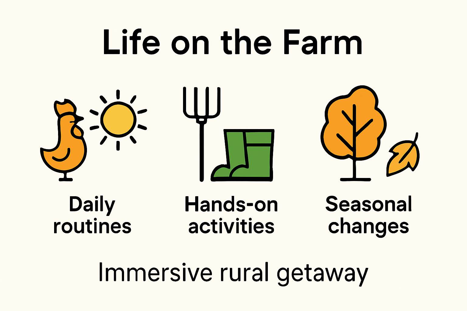 Infographic overview of farm life expectations for visitors