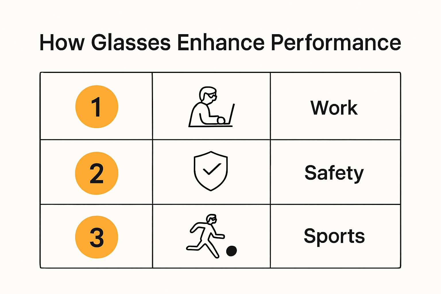 Infographic showing how glasses enhance daily performance.