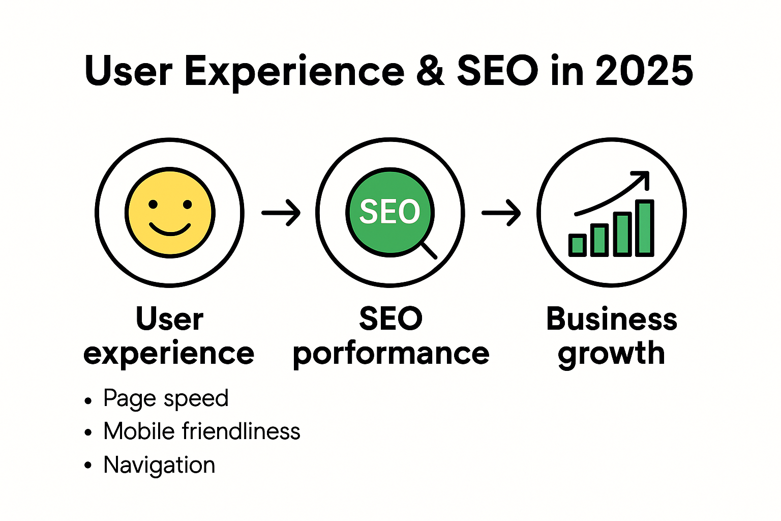Infographic showing how user experience affects SEO and rankings