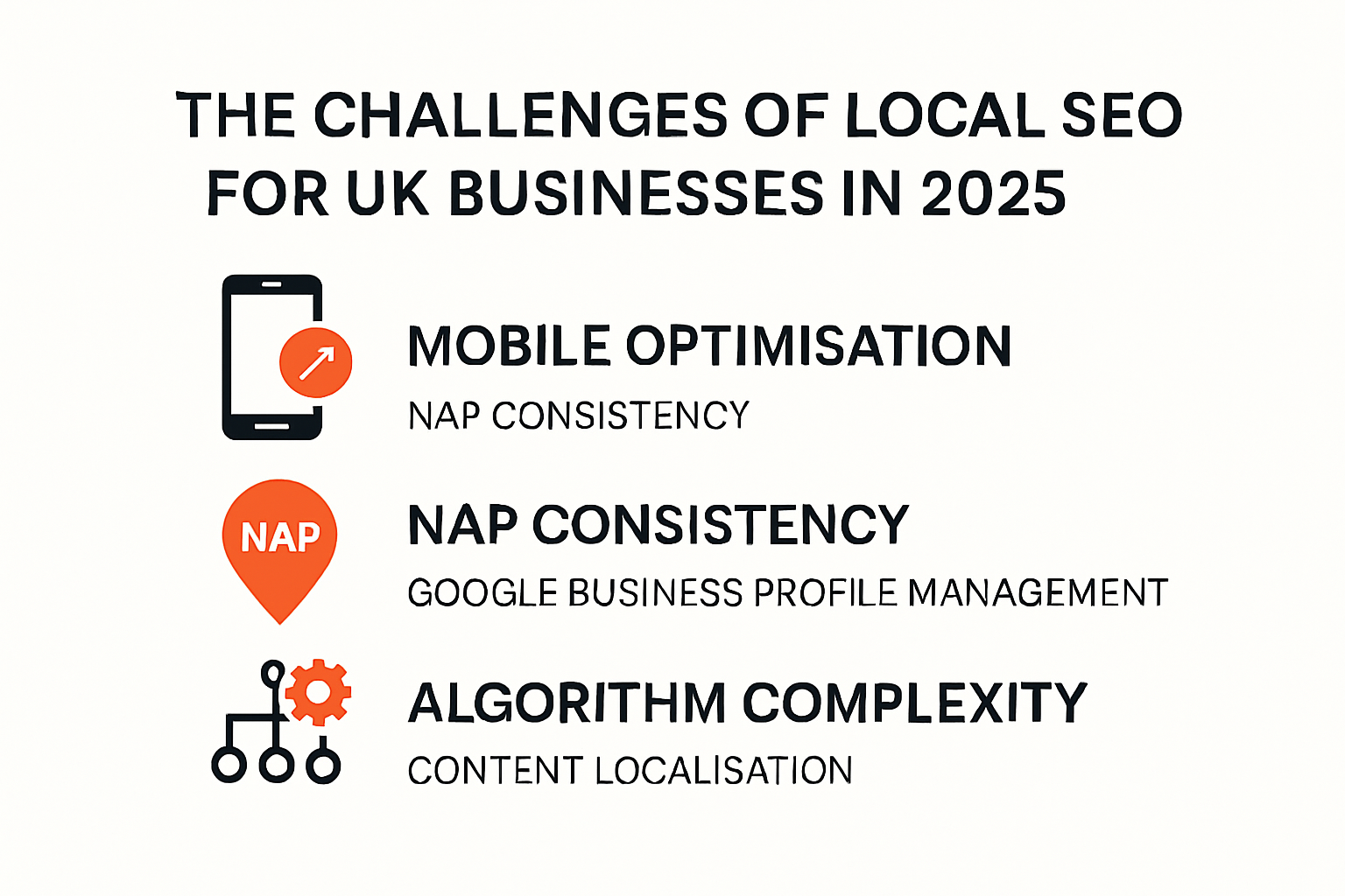UK local SEO challenges visual summary for 2025