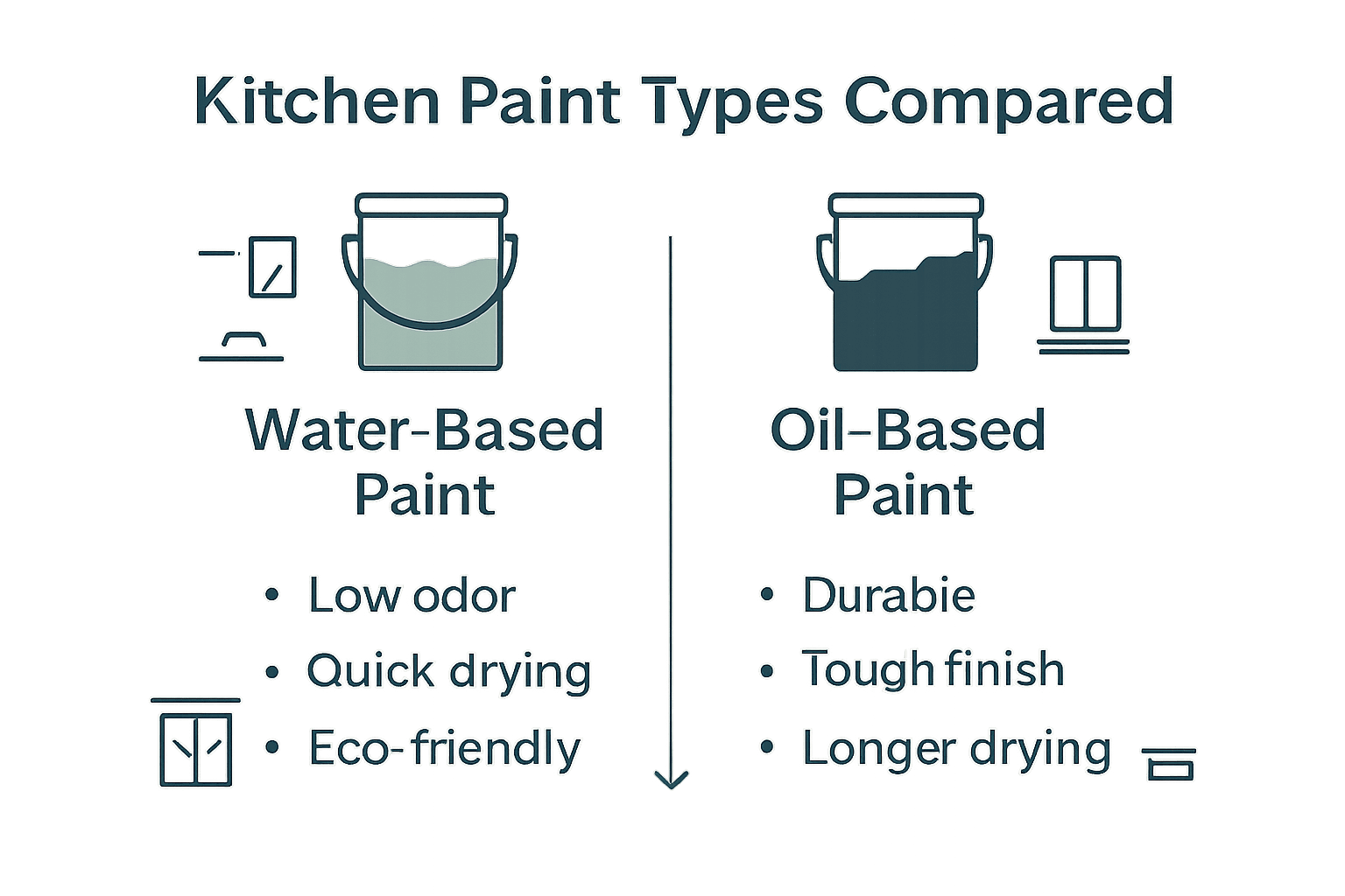 Infographic comparing water-based and oil-based kitchen paints