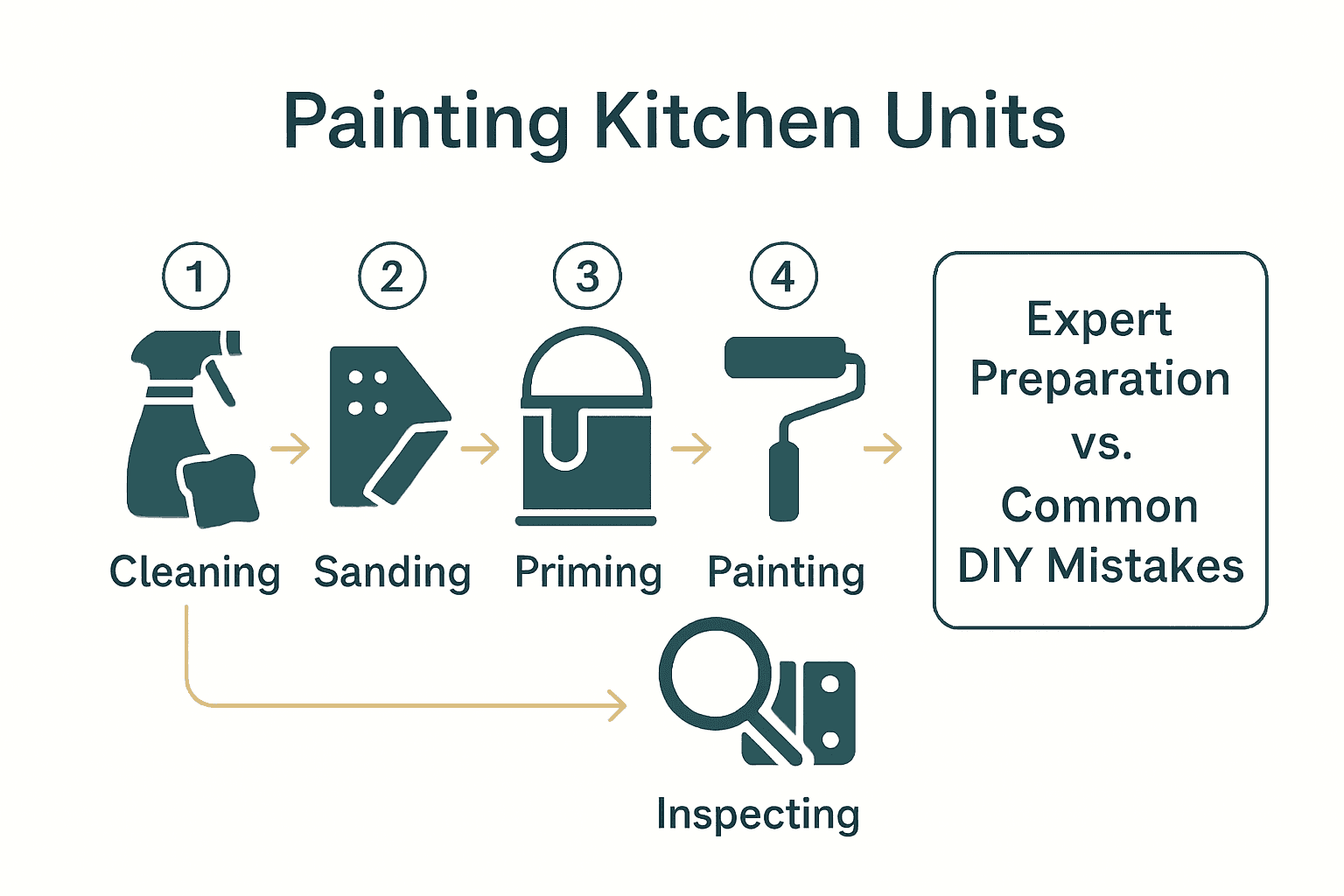 Infographic showing 5 essential steps to paint kitchen units flawlessly