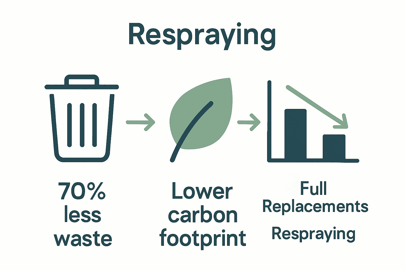 Infographic showing kitchen respray waste and carbon savings vs replacement
