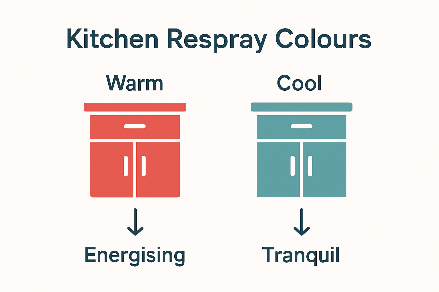 Infographic comparing kitchen colour impacts