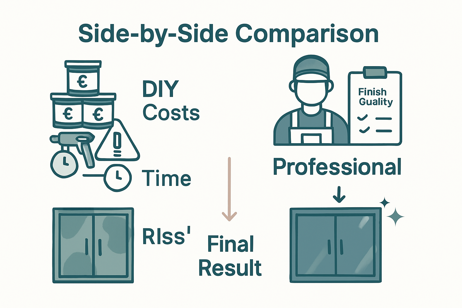 Infographic comparing DIY and professional kitchen spraying