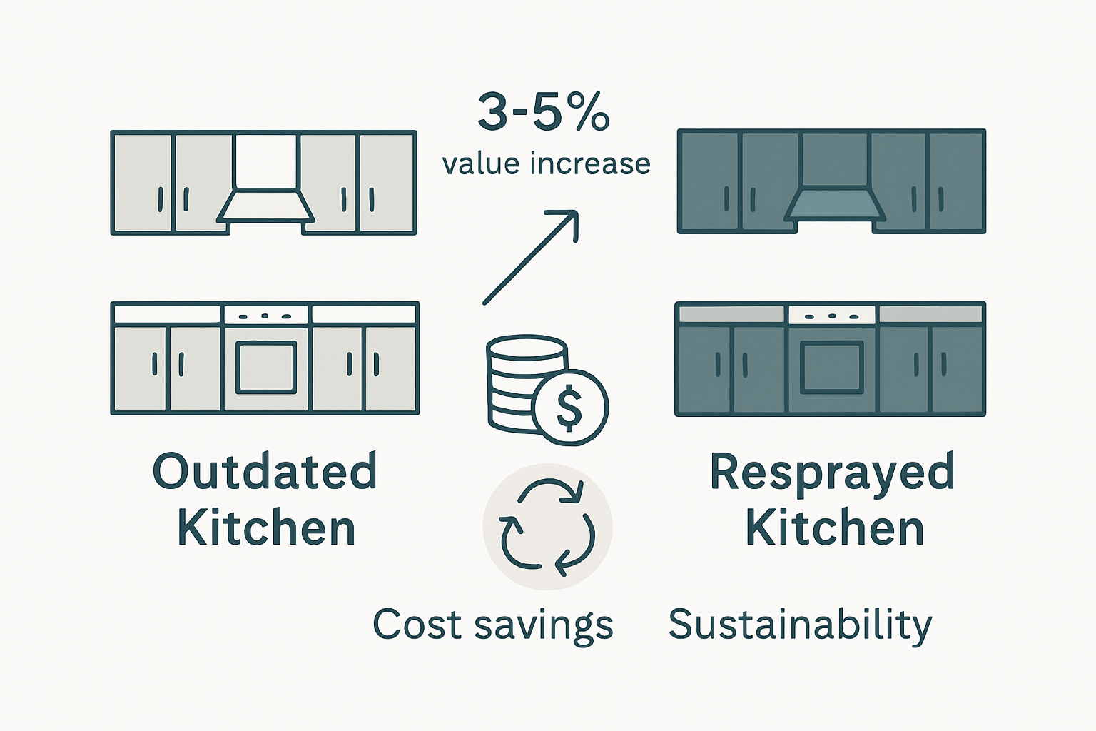 Kitchen respray value boost visual comparison