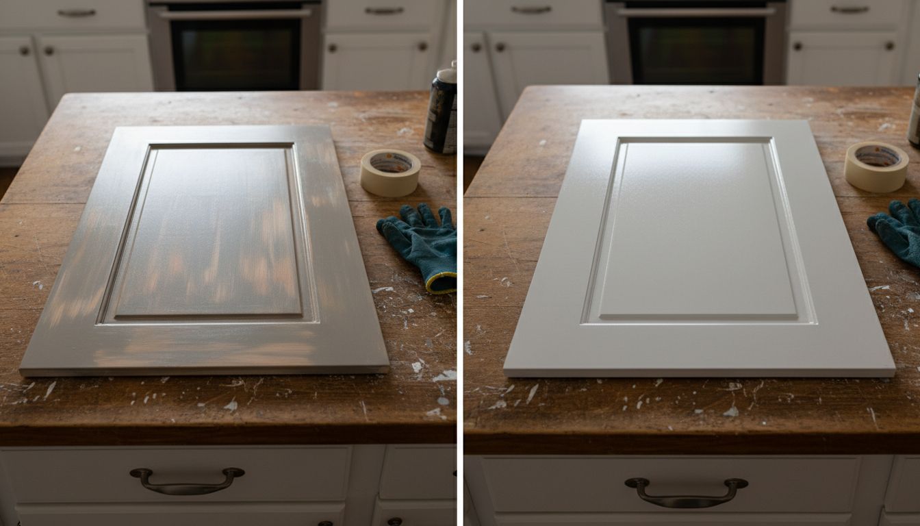 Close-up comparison DIY versus pro kitchen finish