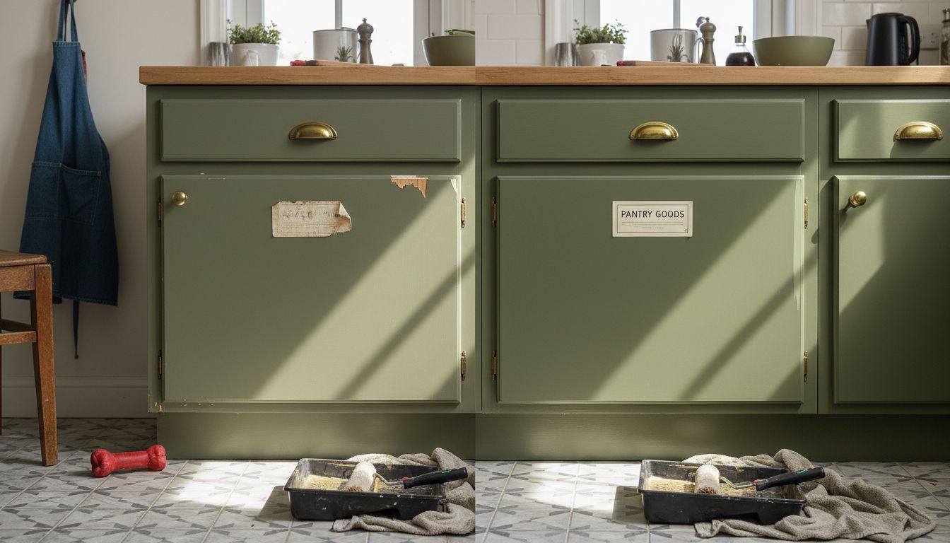 Kitchen cabinets before and after respray