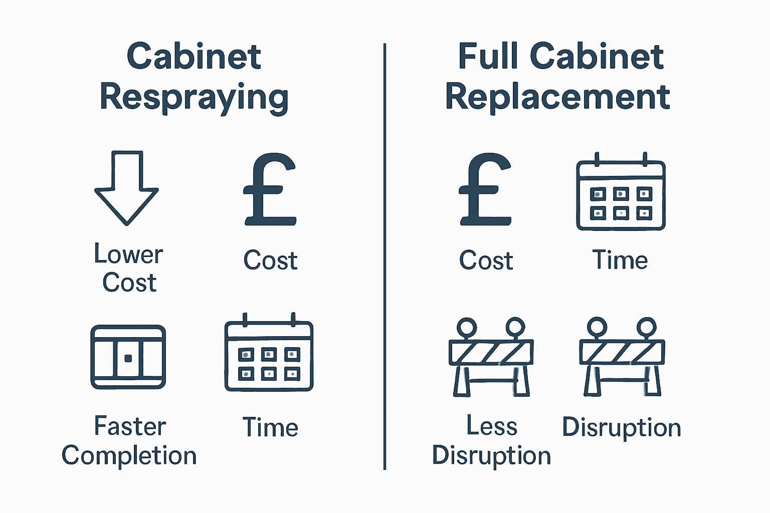 Cabinet respray versus replacement comparison