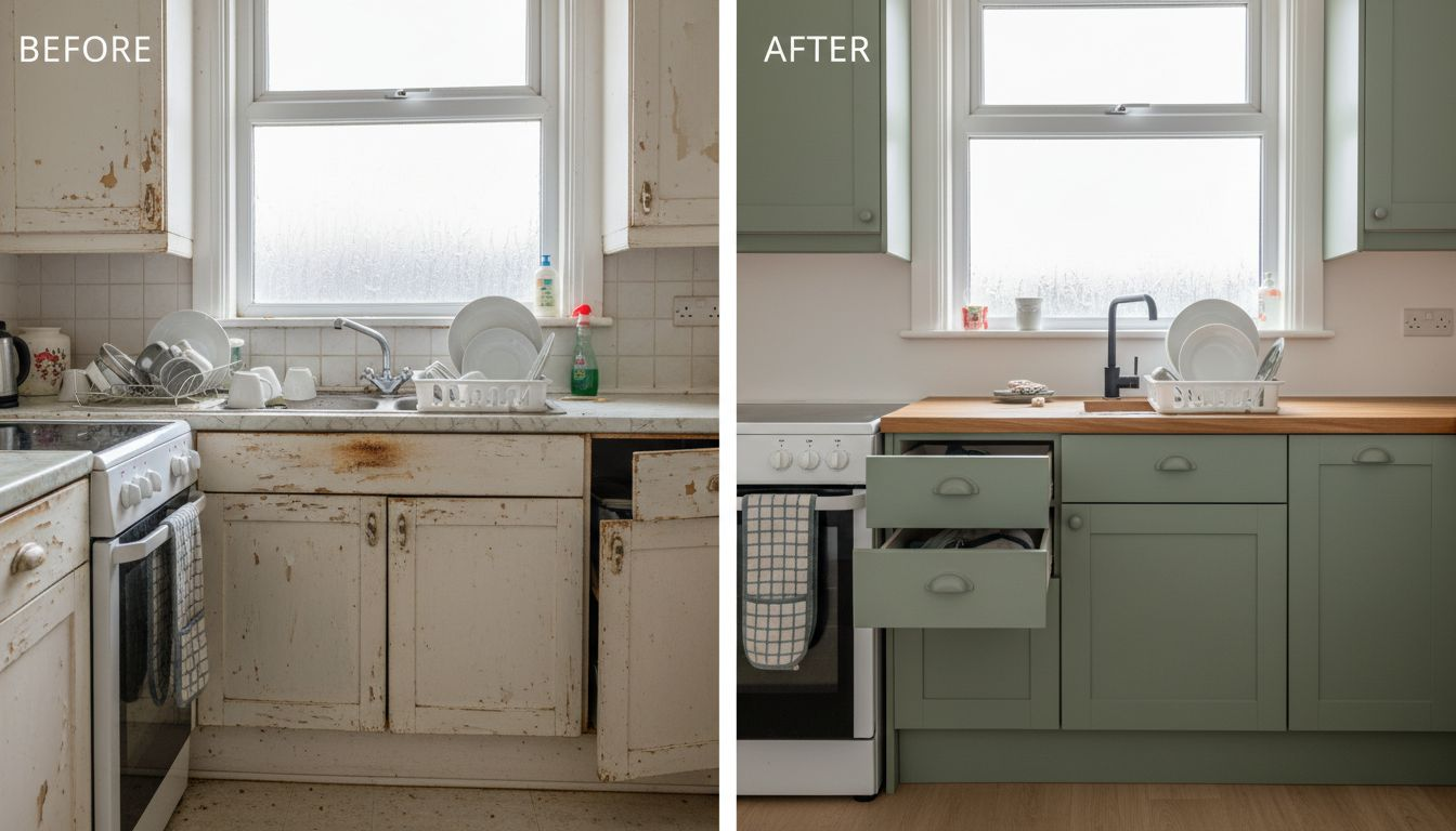 Before and after small UK kitchen upgrade