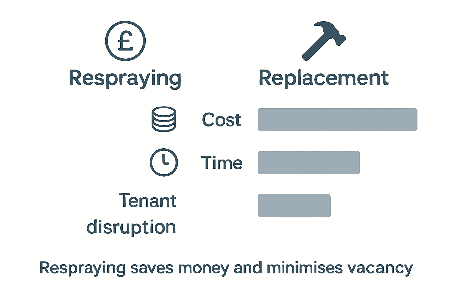 Infographic comparing kitchen respraying and replacement