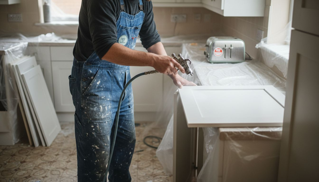 Respraying kitchen cabinets during upgrade