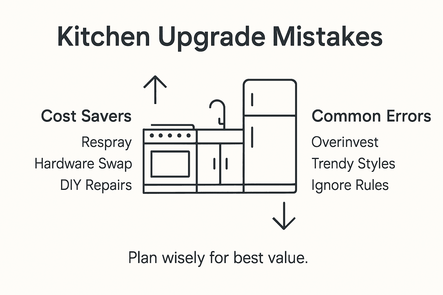 Infographic showing kitchen upgrade dos and don'ts
