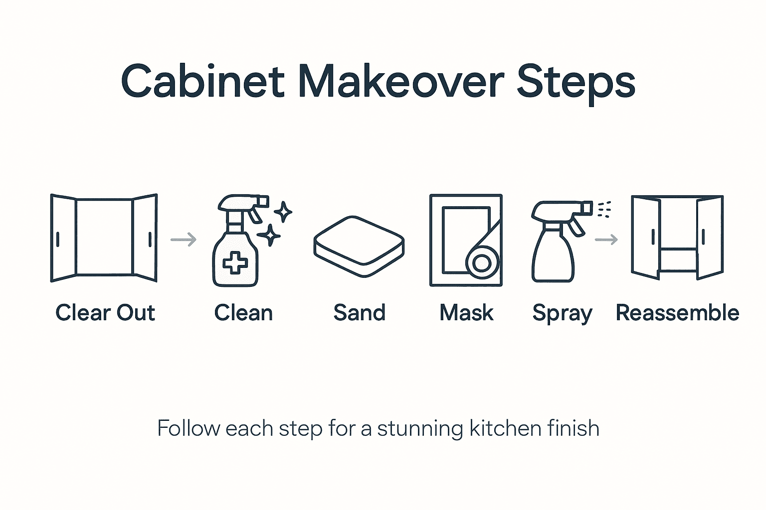 Infographic showing cabinet makeover process