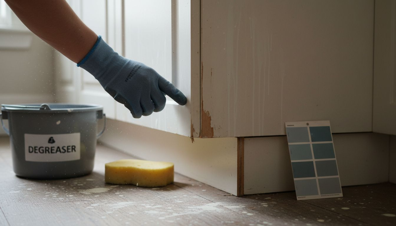 Checking cabinets for respray paint issues