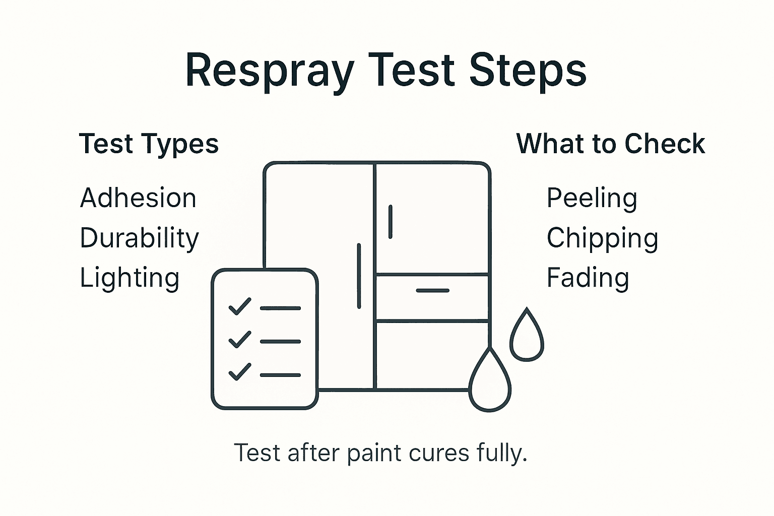 Infographic showing kitchen respray test steps