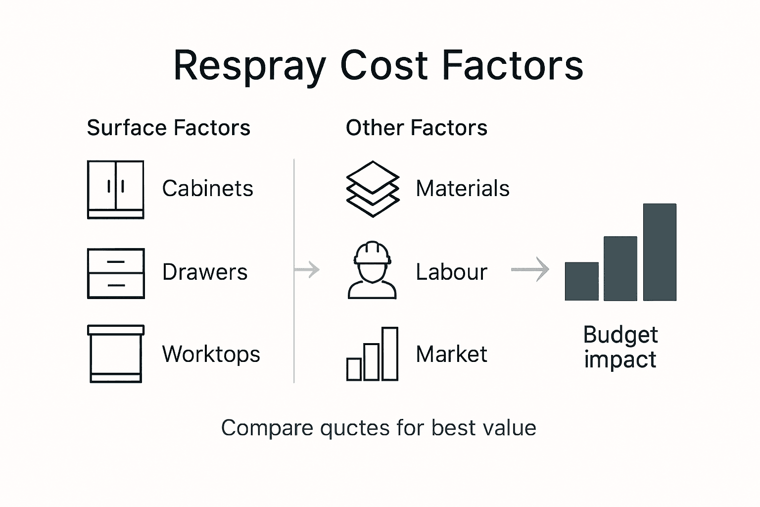 Infographic visualizing kitchen respray cost factors